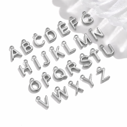 BBB 353 Alphabets Tiny Bubble charm Silver PVD plated 316 stainless steel ( 1 pc ) Anti tarnish