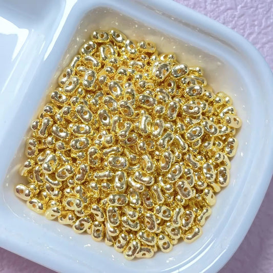 BBB 325 (n) Gold Peanut Shiny Bead ( 1 pc ) UV Plated Acrylic ( 4*6 mm )