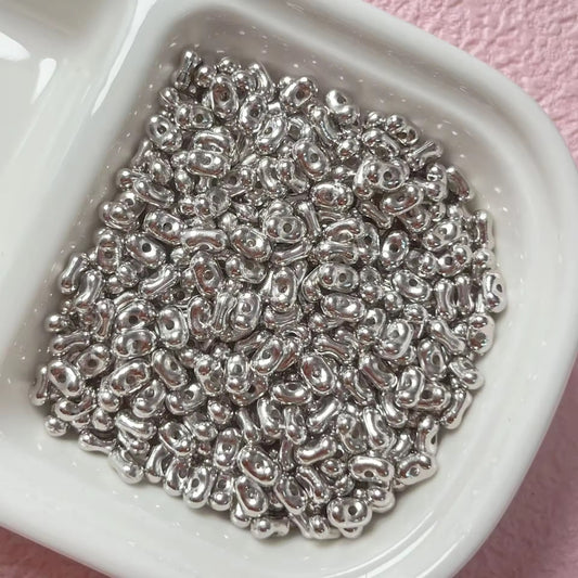 BBB 325 (o) Silver Peanut Shiny Bead ( 1 pc ) UV Plated Acrylic ( 4*6 mm )