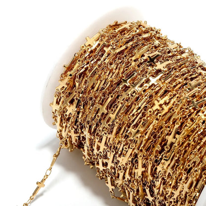 CN 17 Cross Gold Stainless steel chain ( 1 Feet ) Anti tarnish