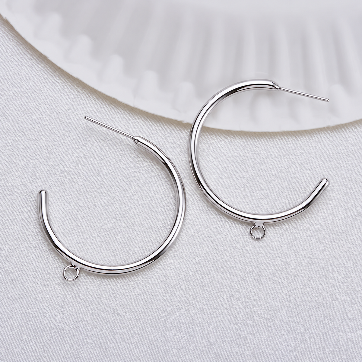 GPS03N C shape Stud ( 2 pc ) Silver Plated