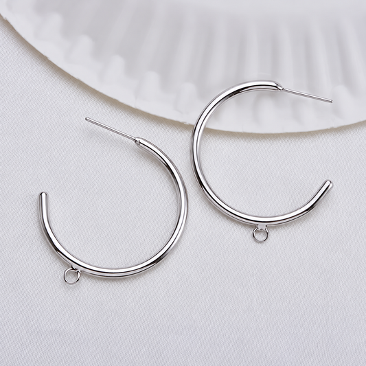 GPS03N C shape Stud ( 2 pc ) Silver Plated