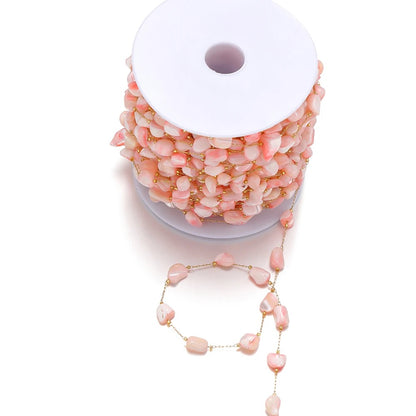 CN 144 Pink shell 18k Gold PVD 316 Stainless steel chain ( 1 feet ) Anti tarnish