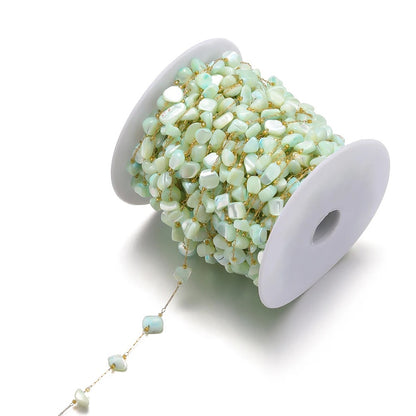 CN 142 Green Coloured shell 18k Gold PVD 316 Stainless steel chain ( 1 feet ) Anti tarnish