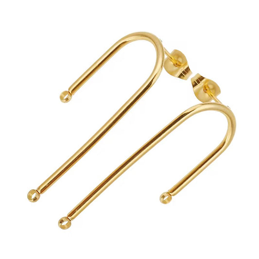 SS 3161 U Stud 18k gold PVD 316 stainless steel ( 2 pc ) Anti tarnish