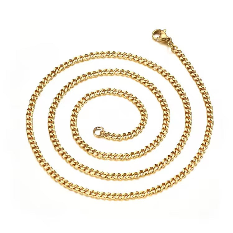 RCS20 Curb Chain Ready made chain with extension ( 1 pc ) 18k Gold PVD