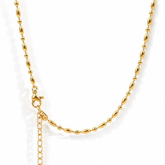 RCS22 Beaded Style Ready made chain with extension (1 pc ) 18k Gold PVD