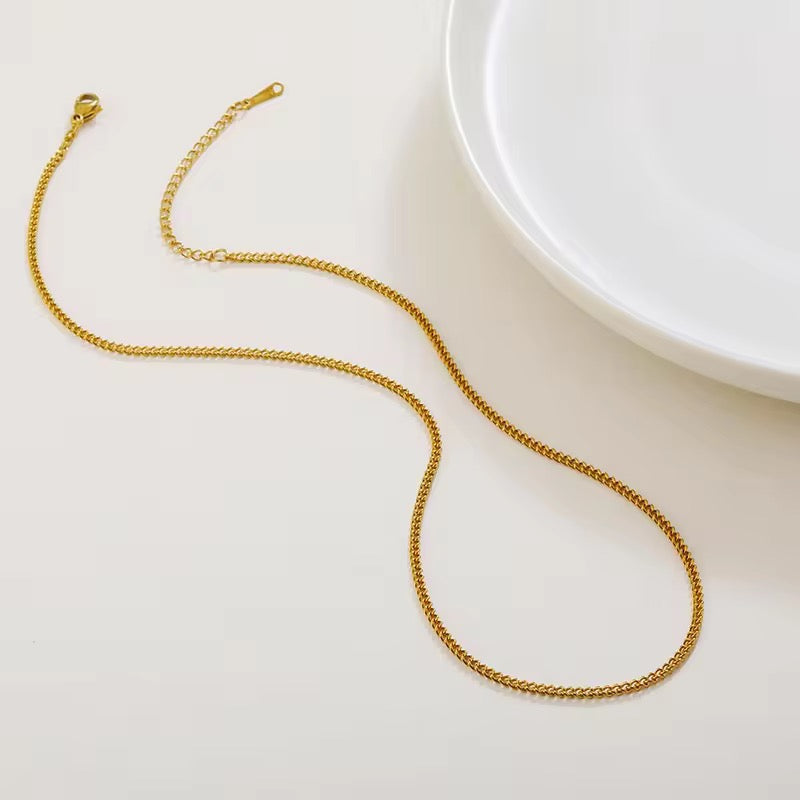 RCS26 Pressed Snake Style Ready made chain with extension (1 pc ) 18k Gold PVD