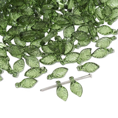 AB10B Transparent Small Dark Green Leaf Acrylic bead ( 1 pc )