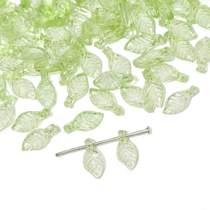 AB10B Transparent Small Dark Green Leaf Acrylic bead ( 1 pc )