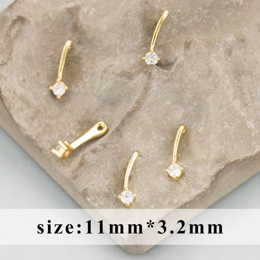 SS 2971 Zircon Drop Charm 18k Gold plated ( 1 pc ) Anti tarnish