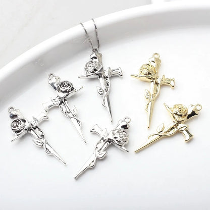 SS 1248 Cross with heart 14k gold plated charm ( 1 pc ) Tarnish resistant ( 38:22 mm )