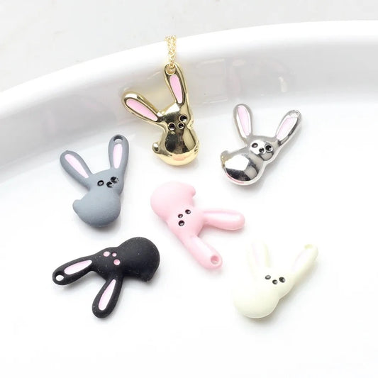AC 1257 Black bunny alloy charm  - per piece