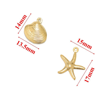 SC01M star fish charm silver PVD plated 316 stainless steel ( 1 Pc ) anti tarnish