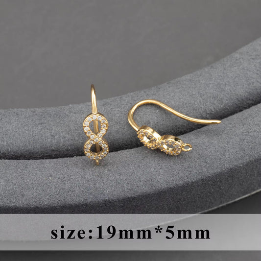 CZ 2336 Infinity Zircon hook 18k gold plated ( 2 pc ) - anti tarnish