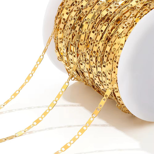 CN 396 Link Chain 18k Gold PVD plated 316 stainless steel chain ( 1 feet ) Anti tarnish (2.5 mm)