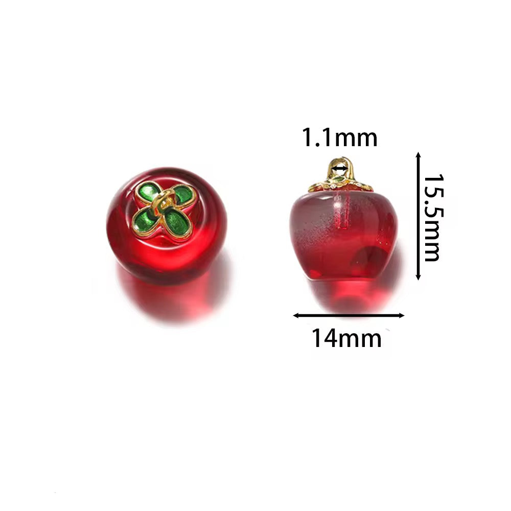 GB01B Red Apple Crystal glass charm ( 1 pc ) Lampwork Bead
