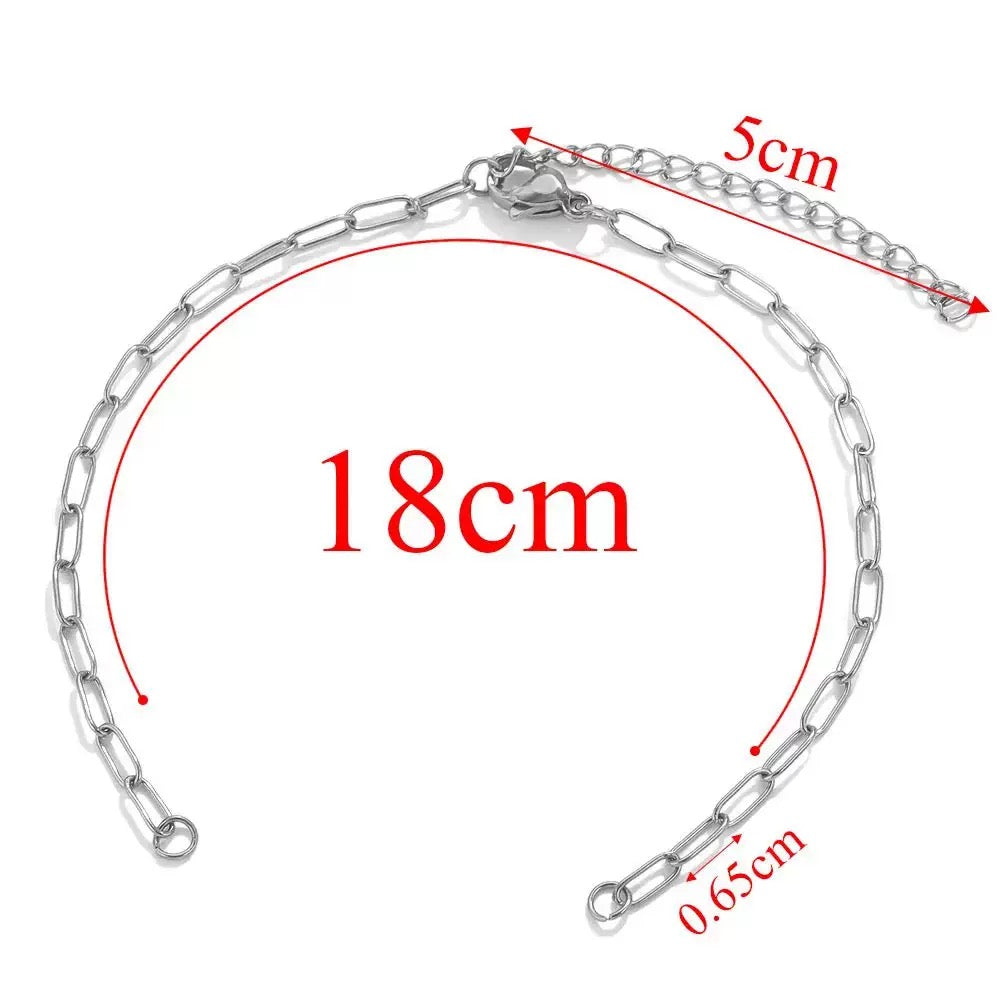 RBS02H Double ended paper clip Bracelet Material ( 1 pc ) Silver PVD