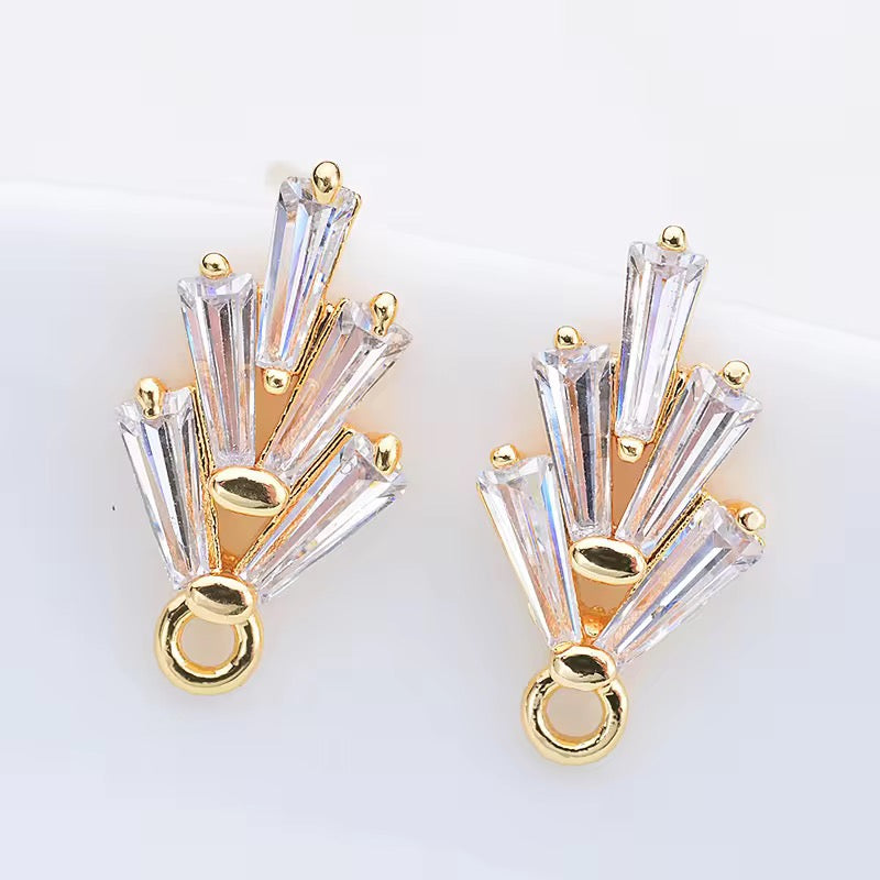ZS03M Zircon crystal gold plated hooks ( 2 pc ) Anti tarnish