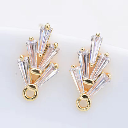 ZS03M Zircon crystal gold plated hooks ( 2 pc ) Anti tarnish
