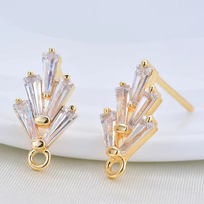 ZS03M Zircon crystal gold plated hooks ( 2 pc ) Anti tarnish