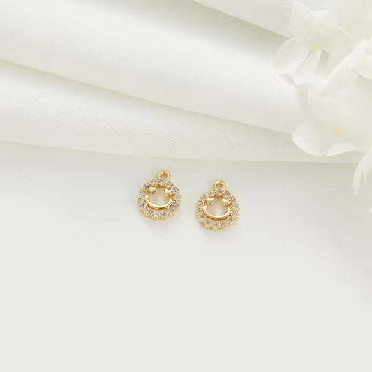 SS 2972 Smiley Zircon Charm 18k Gold plated ( 1 pc ) Anti tarnish ( 6:8 mm )