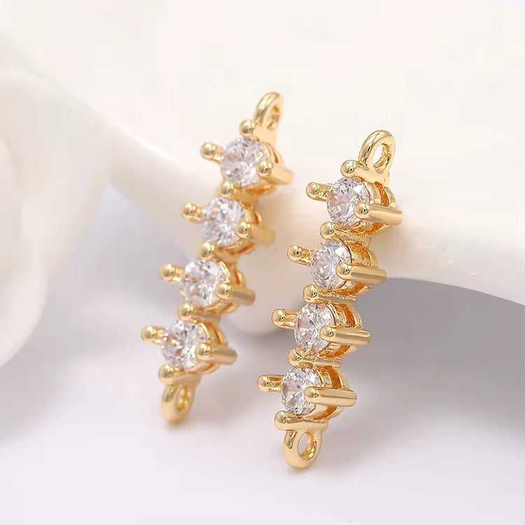 SS 2976 Zircon Connector 18k Gold plated ( 1 pc ) Anti tarnish ( 20:5 mm )