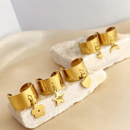 SC04D Custom adjustable ring with hook 18k gold plated Stainless steel ( 1 pc ) Anti tarnish