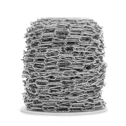 CN 314 Chunky Textured Chain Silver plated stainless steel chain ( 1 feet ) Anti tarnish ( 7:17 mm )
