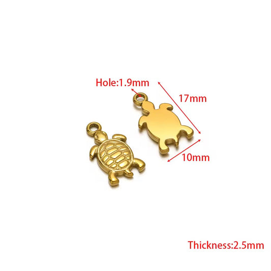 SS 3176 Turtle Charm 18k gold PVD plated 316 Stainless steel ( 1 pc ) Anti tarnish