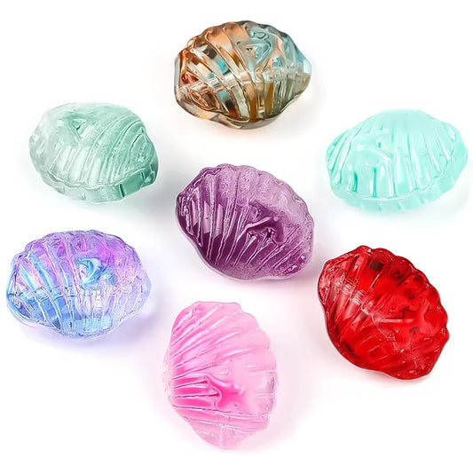 BGB 014 Shell star embedded glass lamp work bead ( 1 pc )