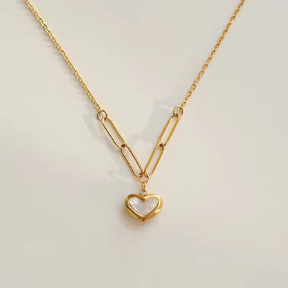 NSJ55C Heart shell Necklace 18k Gold PVD plated