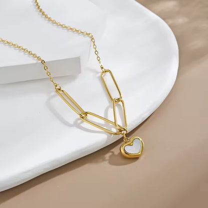 NSJ55C Heart shell Necklace 18k Gold PVD plated