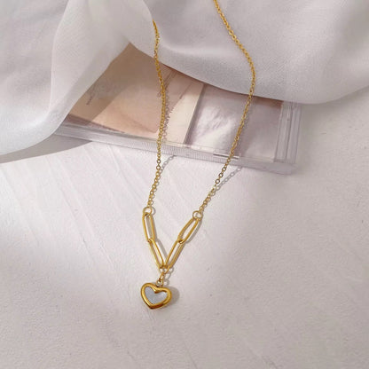 NSJ55C Heart shell Necklace 18k Gold PVD plated