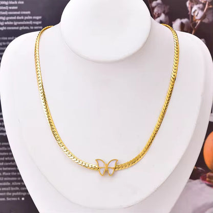 NSJ01B White Butterfly thick chain - 18k stainless steel - Anti tarnish - Wholesale