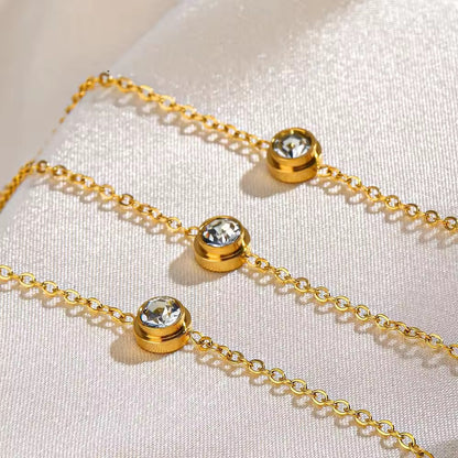 BSJ18G Zircon dainty minimalistic bracelet - 18k gold PVD Plated