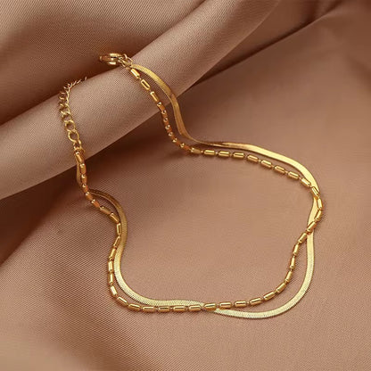 BSJ13B Seed bead double layer minimalistic bracelet - 18k gold PVD plated 316 stainless steel - Anti tarnish