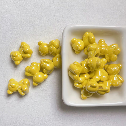 BBB 222 (a) Yellow Cartoon Bear 3D Acrylic bead ( 1 pc ) UV Plated ( 15:8 mm )