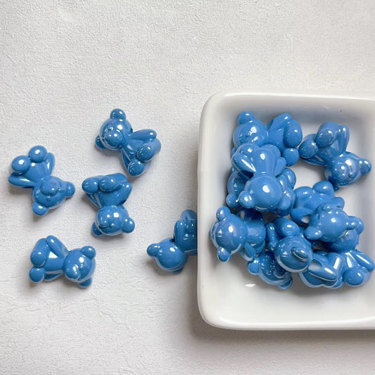 BBB 222 (b) Blue Cartoon Bear 3D Acrylic bead ( 1 pc ) UV Plated ( 15:8 mm )