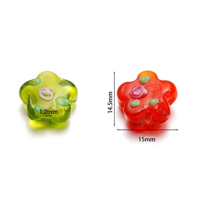 BBB 375 Floral Glass Handmade Bead ( 1 pc ) lampwork Glass