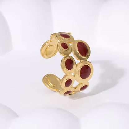 RSJ01D Retro Geometric ring adjustable - 18k gold PVD plated 316 stainless steel - Anti tarnish