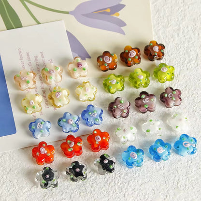 BBB 375 Floral Glass Handmade Bead ( 1 pc ) lampwork Glass