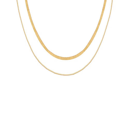 NSJ02C Double layer snake necklace- 18k gold pvd plated stainless steel - Anti tarnish