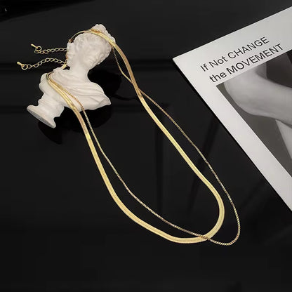 NSJ02C Double layer snake necklace- 18k gold pvd plated stainless steel - Anti tarnish