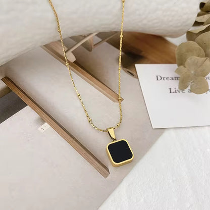 NSJ02D Unisex square modern necklace- 18k Gold PVD plated 316 stainless steel - Anti tarnish