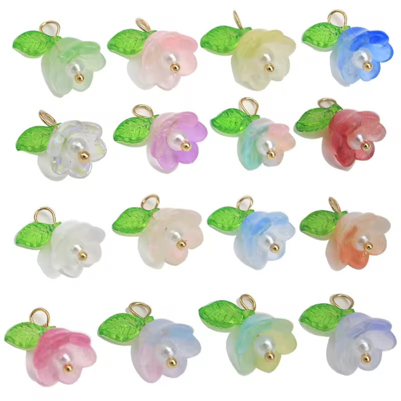BBB 376 Floral glass bead ( 1 pc ) Lampwork Bead ( 15 mm )