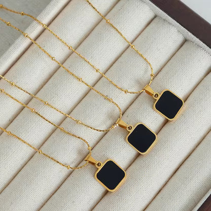 NSJ02D Unisex square modern necklace- 18k Gold PVD plated 316 stainless steel - Anti tarnish