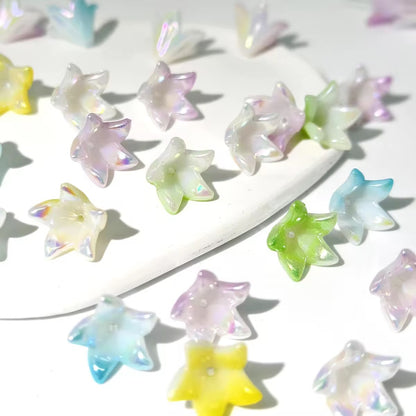 AB94  lily flower uv coated luminous Acrylic bead ( 1 pc )