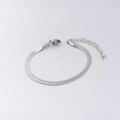 BSJ01C Flat snake chain Steel PVD Plated  316 stainless steel bracelet( 1 pc ) with extension - anti tarnish