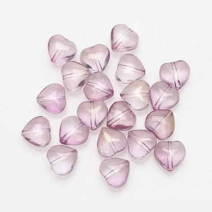 GB28 Glittery Heart Crystal glass beads ( 1 pc )